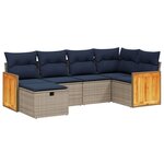 vidaXL Salon de jardin 6 Pièces avec coussins gris résine tressée