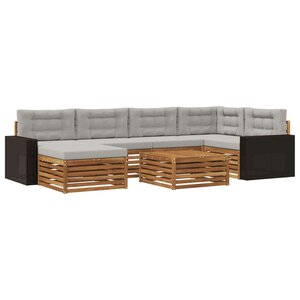 vidaXL Ensemble de canapés d'extérieur 7 Pièces Naturel et gris clair