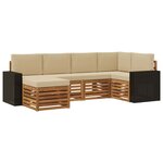 vidaXL Ensemble de canapés d'extérieur 6 pc Naturel et Beige Polyester