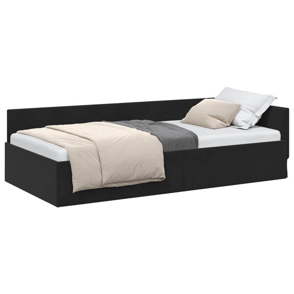 vidaXL Cadre de lit d'angle avec tête de lit Noir 100 cm x 200 cm