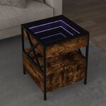 vidaXL Table basse avec LED Infinity chêne fumé 40x40x51 cm