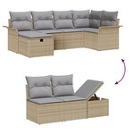 vidaXL Ensemble de canapé de jardin 6 pièces avec coussins beige rattan poly