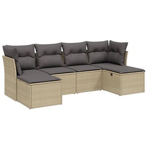 vidaXL Salon de jardin avec coussins 6Pièces mélange beige résine tressée