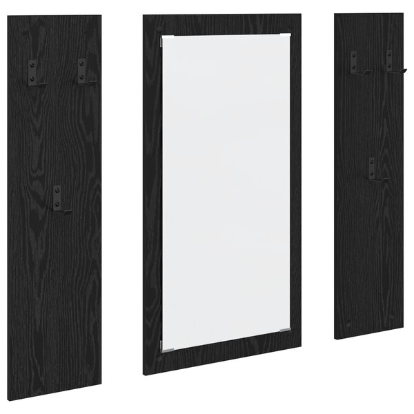 vidaXL Porte-manteau mural avec stockage avec miroir Chêne noir 96 x 1 5 x 90 cm