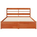 vidaXL Cadre de lit avec tête de lit Cire marron Bois de Pin Massif