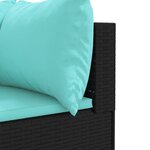 vidaXL Salon de jardin 7 Pièces avec coussins Noir Résine tressée