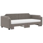 vidaXL Lit de jour avec gigogne et matelas taupe 100x200 cm tissu
