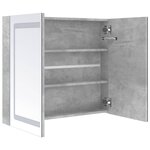 vidaXL Armoire de salle de bain à miroir LED Gris béton 80x12x68 cm