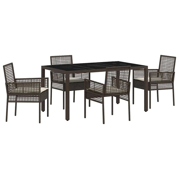 vidaXL Ensemble de salle à manger pour jardin 5 Pièces Marron Poly rotin