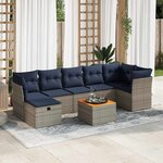vidaXL Salon de jardin 8 Pièces avec coussins gris résine tressée