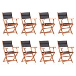 vidaXL Chaises pliables de jardin lot de 8 noir eucalyptus textilène