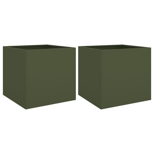 vidaXL Jardinières 2 Pièces vert olive 42x40x39 cm acier