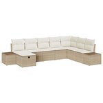 vidaXL Ensemble de canapé de jardin 8 Pièces Beige Poly rotin
