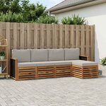 vidaXL Ensemble de canapés d'extérieur 5 Pièces Naturel et gris clair
