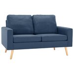 vidaXL Canapé à 2 places Bleu Tissu