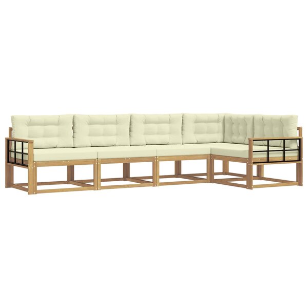 vidaXL Ensemble de canapés d'extérieur 4 pc Blanc et crème Polyester