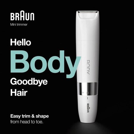 Braun body mini bs1000 tondeuse corps éléctrique pour hommes et femmes - wet&dry - multi-usages - blanc