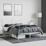 vidaXL Cadre de lit métal sans matelas et tête de lit blanc 140x190 cm