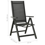 vidaXL Chaises pliables de jardin lot de 2 Textilène et aluminium Noir
