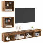 vidaXL Unités murales TV avec LED 5 Pièces Bois ancien Bois d'ingénierie