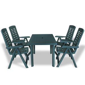 vidaXL Ensemble à manger d'extérieur 5 Pièces Plastique Vert