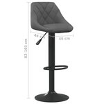 vidaXL Tabouret de bar Gris foncé Velours