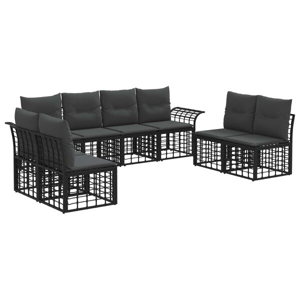 vidaXL Ensemble de canapés d'extérieur 8 pc Noir et Gris foncé