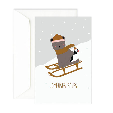 Carte joyeuses fêtes luge