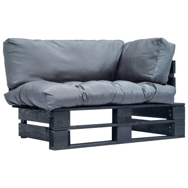 vidaXL Canapé de jardin palette avec coussins gris Pinède