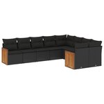 vidaXL Salon de jardin 9 Pièces avec coussins noir résine tressée