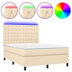 vidaXL Sommier à lattes de lit et matelas et LED Crème 140x190cm Tissu