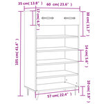 vidaXL Armoire à chaussures sonoma gris 60x35x105 cm bois d'ingénierie