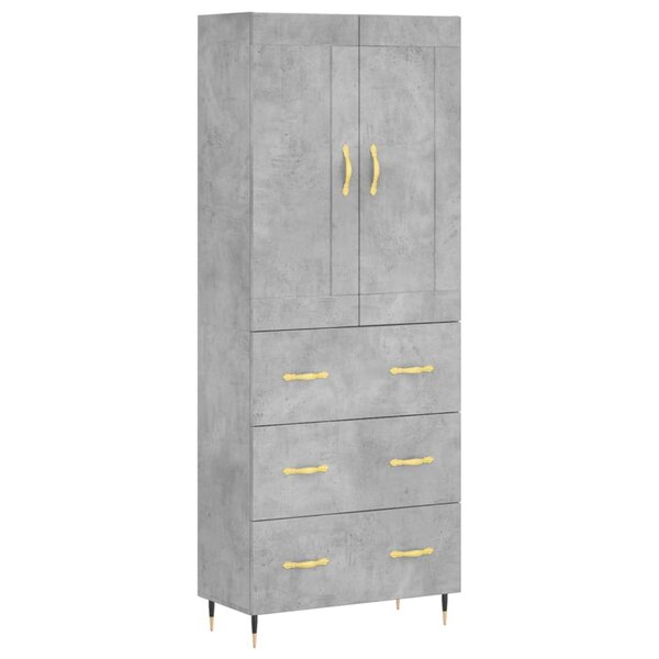 vidaXL Buffet haut Gris béton 69 5x34x180 cm Bois d'ingénierie