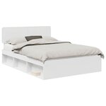 vidaXL Cadre de lit avec tête de lit Blanc 150 x 200 cm Pin massif