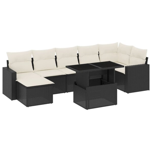 vidaXL Salon de jardin 8 Pièces avec coussins noir résine tressée