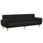 vidaXL Canapé-lit à 2 places avec repose-pied noir tissu