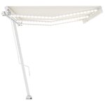 vidaXL Auvent manuel rétractable avec LED 600x300 cm Crème