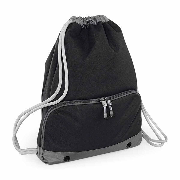 Sac à dos en toile à bretelles - BG542 - noir cordon gris
