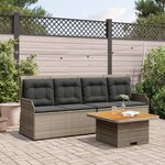 vidaXL Salon de jardin 3 Pièces avec coussins Gris Résine tressée