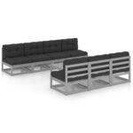 vidaXL Salon de jardin 8 Pièces avec coussins Bois de pin massif