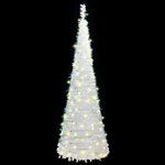 vidaXL Sapin de Noël artificiel escamotable 200 LED blanc 210 cm