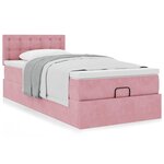 vidaXL Cadre de lit ottoman avec matelas rose 90x190 cm velours