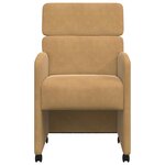 vidaXL Chaises de Salle à Manger avec Roues 2 Pièces Marron Velours