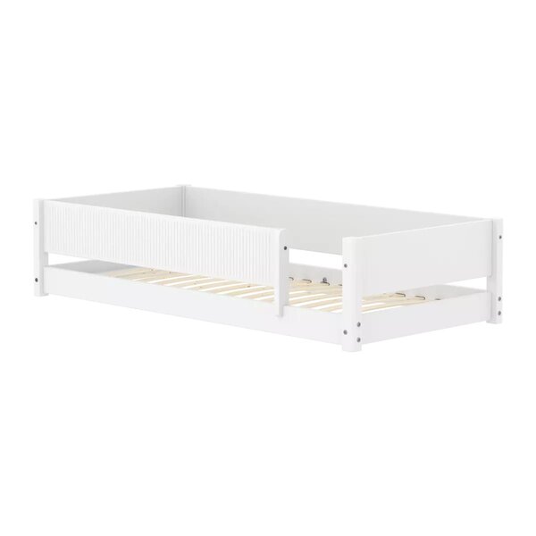 Flexa WHITE Lit Montessori bas 90 x 200 cm Avec barriere arriere et barriere avant pleine Blanc