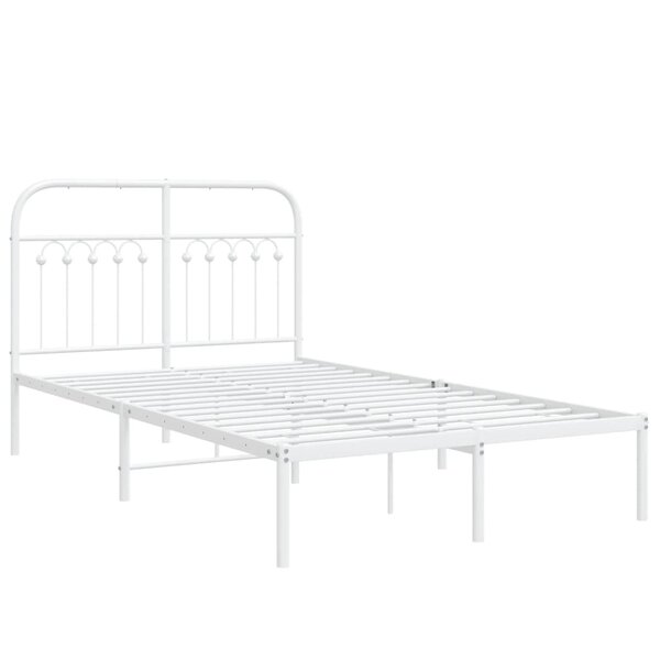 vidaXL Cadre de lit métal avec tête de lit blanc 120x190 cm