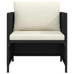 vidaXL Canapé de jardin avec coussins Noir Résine tressée