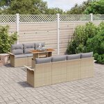 vidaXL Ensemble de canapé de jardin 8 Pièces Beige Poly rotin