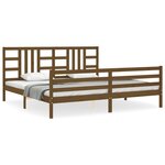 vidaXL Cadre de lit avec tête de lit marron miel 200x200cm bois massif