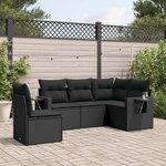 vidaXL Salon de jardin 5 Pièces avec coussins noir résine tressée