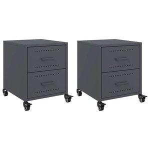 vidaXL Tables de chevet 2 Pièces anthracite 36x39x43 5 cm acier